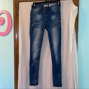 blue distressed jeans